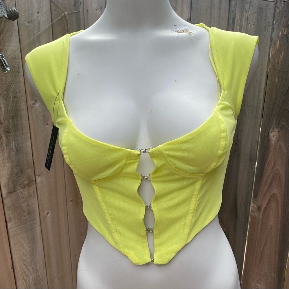 AFRM Myla Corset Crop Top in Sunny Lime NWT size XS - Picture 10 of 12